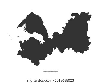 Icono de ilustración simplificada aislado de Vector con silueta negra del mapa del óblast de Leningrado. El fondo blanco