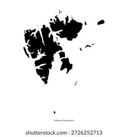 Vector isolated simplified illustration icon with black silhouette of Svalbard map. Norwegian archipelago with Spitsbergen, Nordaustlandet and Edgeoya islands. White background