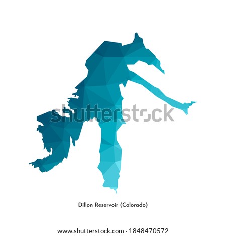 Vector isolated simplified illustration icon with blue low poly shape of Dillon Reservoir map (Colorado State, USA). Polygonal geometric style. White background