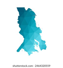 Vector isolated simplified illustration with silhouette of Republic of Karelia in low poly style, russian region, map with shape of Onega and Ladoga lakes. White background