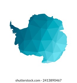 Vector isolated simplified map of Antarctica Continent. Blue gradient silhouettes, white background. Low poly style. 