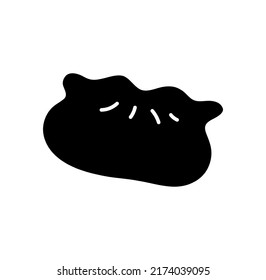 Vector isolated single dim sum chinese food colorless black and white outline silhouette khinkali symbol