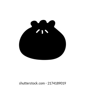 Vector isolated single dim sum chinese food colorless black and white outline silhouette khinkali symbol