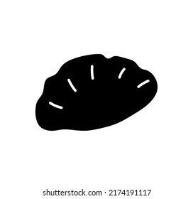 Vector isolated single dim sum chinese food colorless black and white outline silhouette khinkali symbol