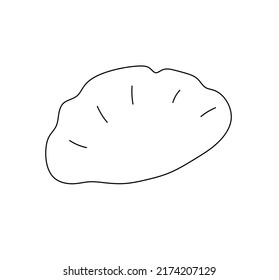Vector isolated single dim sum chinese food colorless black and white contour line doodle drawing