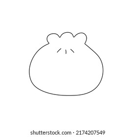 Vector isolated single dim sum chinese food colorless black and white contour line doodle drawing