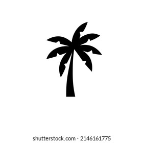 Vector isolated single palm tree with leaves symbol outline black colored silhouette shadow