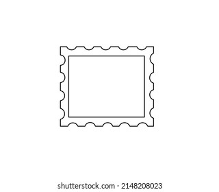 Vector isolated single rectangular postage stamp frame symbol outline  silhouette shadow