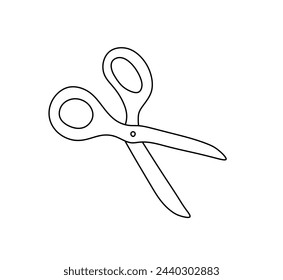 Vector isolated single scissors open colorless black and white contour line easy drawing