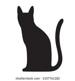 Vector isolated sitting cat silhouette, logo, print, decorative sticker