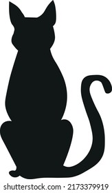 Vector isolated sitting cat silhouette, logo, print.