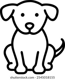 Vector isolated sitting dog side view one single contemporary line art tattoo colorless black and white contour line easy drawing