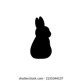 Vector isolated sitting rabbit hare  outline black colored silhouette shadow symbol