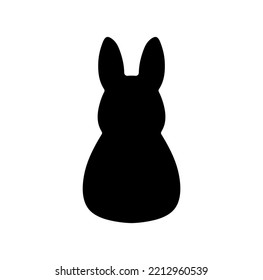 Vector isolated sitting rabbit hare bunny colorless black and white outline silhouette shadow shape