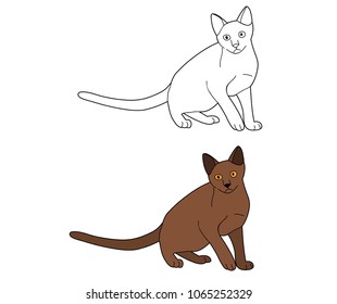 vector, isolated, sketch of a cat on a white background