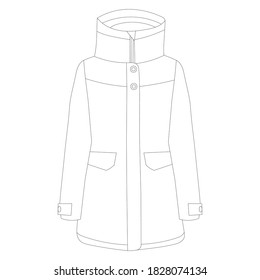 Vector Isolated Sketch Contour Female Raincoat Stock Vector (Royalty ...