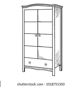 vector, isolated sketch cupboard