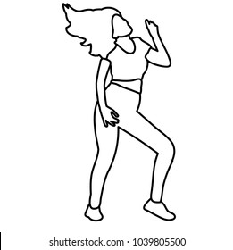 vector, isolated sketch of a girl dancing