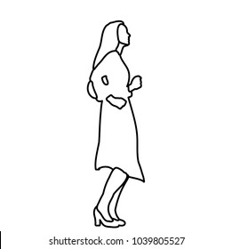 vector, isolated sketch of a girl dancing on a white background