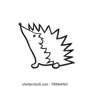 Vector isolated sketch graphic. Hand drawn hedgehog. 