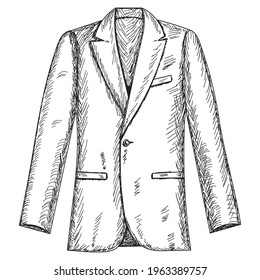 vector, isolated, sketch hand drawn men's jacket