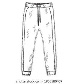 vector, isolated, sketch, hand-drawn men's sweatpants