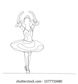 vector, isolated, sketch with lines dancing girl ballerina, ballet