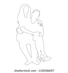 vector, isolated, sketch, outline guy and girl