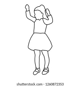 vector, isolated, sketch, simple lines child dancing