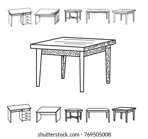 vector, isolated sketch of a table, collection
