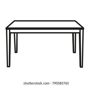 vector, isolated sketch of a table, contours