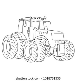 vector, isolated sketch tractor