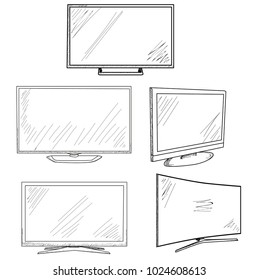vector, isolated sketch TV set