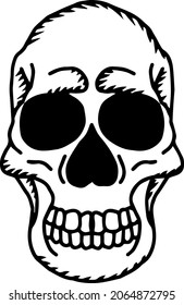 vector isolated skull of male tormentor with mustache. Print for clothes and t-shirts. Illustration for Halloween