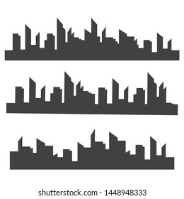 Vector isolated skylines silhouettes. City landscape template. Thin line City landscape