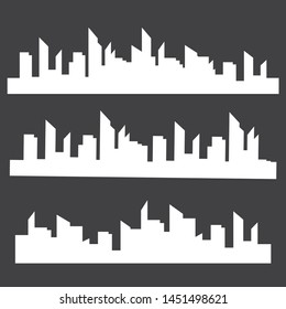 Vector isolated skylines silhouettes. City landscape template. Thin line City landscape