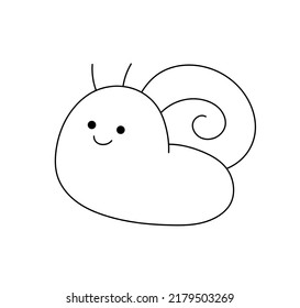 Vector isolated small cute snail beetle colorless black and white contour line drawing