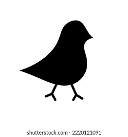Vector isolated small doodle bird sparrow side view stencil colorless black and white outline silhouette shadow shape 