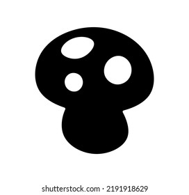 Vector isolated small fly agaric with white spots colorless black and white outline silhouette shadow