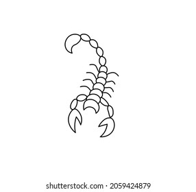 Vector Isolated Small Scorpio Drawing. Colorless Black And White Line Drawn Scorpio Tatto, Pattern Element, Print