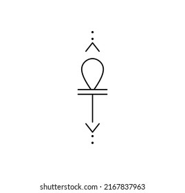 Vector isolated small simple ankh cross geometric ornament colorless black   white contour line drawing
