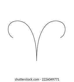 Vector isolated small simple aries zodiac sign symbol colorless black and white contour thin line easy drawing