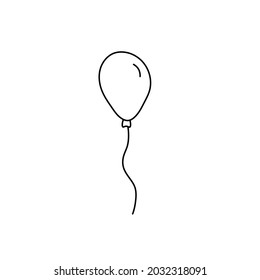 Vector isolated small simple balloon contour black line drawing.
