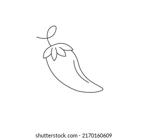 Vector isolated small simple chili pepper drawing. Colorless minimal tiny jalapeno pepper outline doodle sketch.