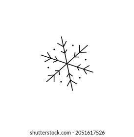 Vektorgrafik einzeln kleinen, einfach gezeichneten Schneeflocken Kristall. Kleine süße, geometrische Schneeflocke Tätowierung, Muster, Logo
