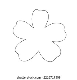 Vector isolated small simple flower with five petals without center line stencil colorless black and white contour line easy drawing