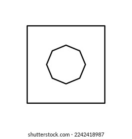 Vector isolated small simple  geometric figure shape inside big  square colorless black and white contour line icon logo symbol emblem pictogram