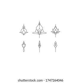 Vector isolated small simple minimal floral geometric ornament elements set colorless black and white contour line easy drawing