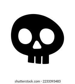 Vector isolated small simple minimal skull head with holes colorless black and white outline silhouette shadow shape