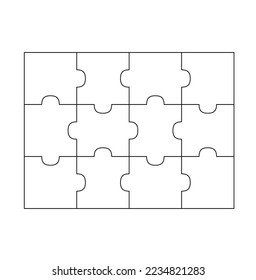 Vector isolated small simple minimal assembled rectangle puzzle  colorless black and white contour line easy drawing